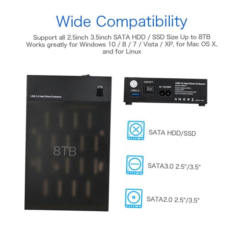 Portable Ssd Enclosure - USB 3.0 2.5Inch 3.5Inch HDD Enclosure