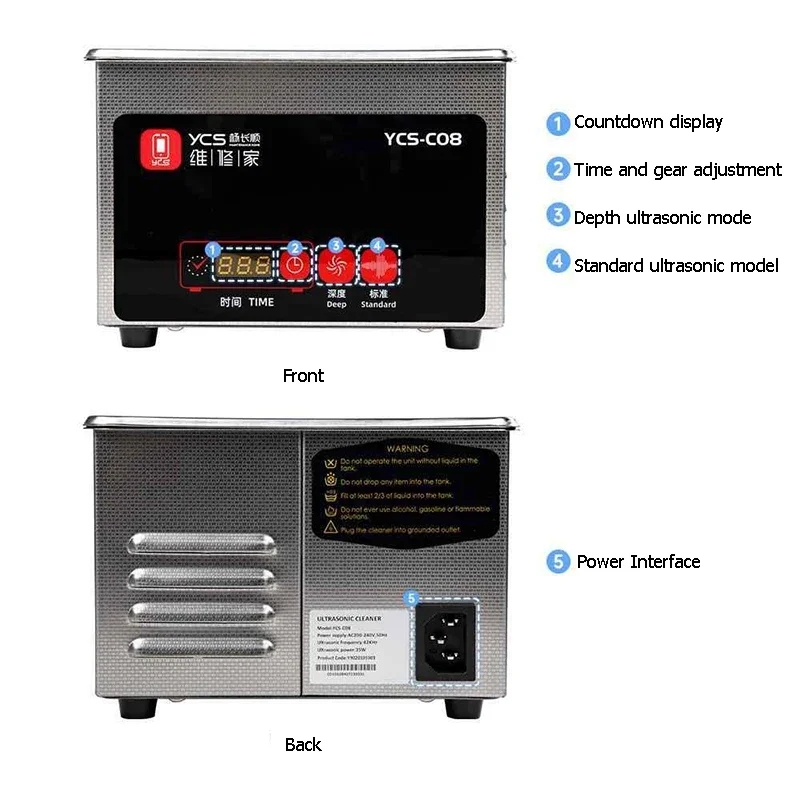 YCS YCS-C08 Ultrasonic Cleanin - Mobile Tech Accessories reseña y precio