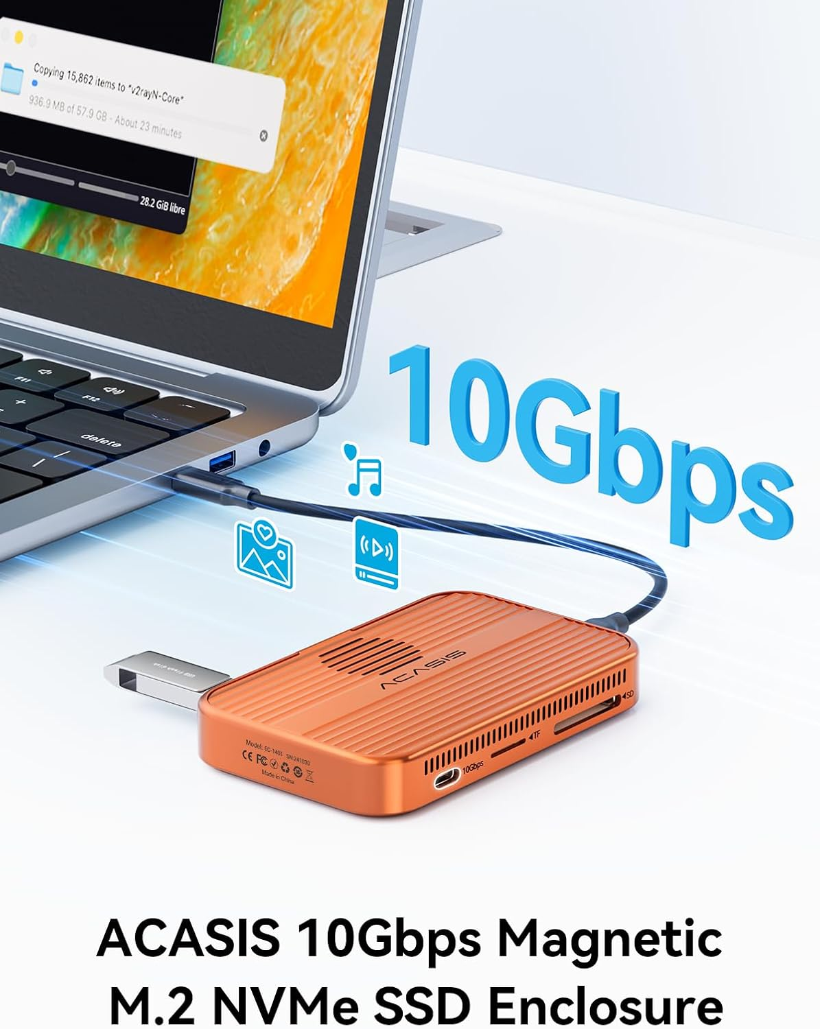 Acasis 10Gbps Magnetic M.2 NVM - Portable Ssd Enclosure reseña y precio
